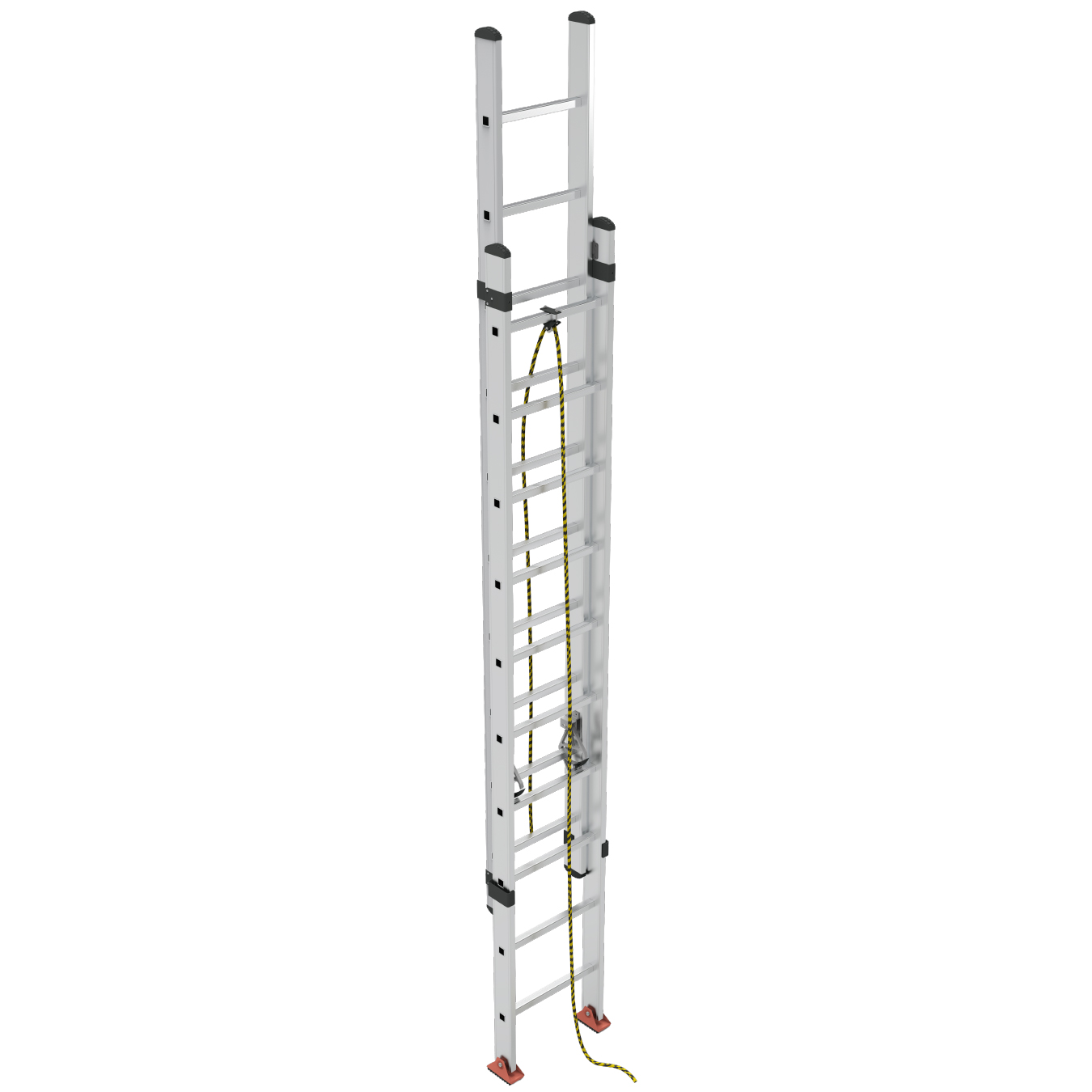 2 SECTION ALUMINUM INDUSTRIAL LADDER WITH ROPE SYSTEM PRO