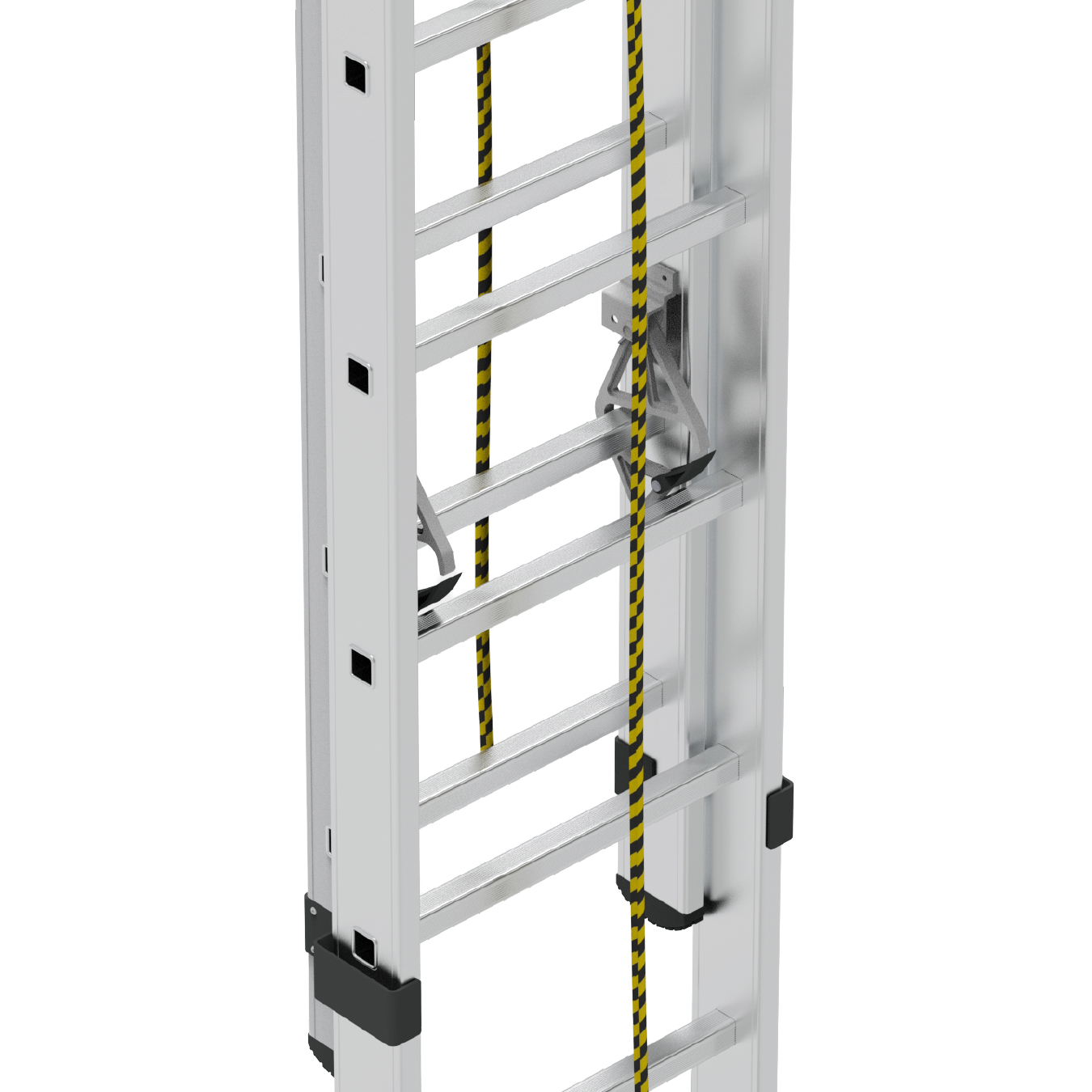 2 SECTION ALUMINUM INDUSTRIAL LADDER WITH ROPE SYSTEM PRO gallery image 2